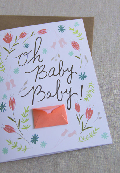 Oh Baby Floral - Tiny Envelope Card