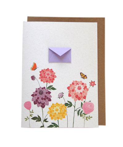 Dahlias and Butterflies - Tiny Envelope Card