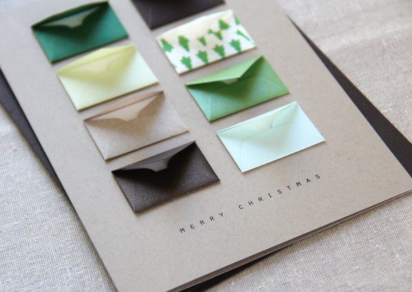Merry Christmas Pine Trees Tiny Envelopes Card