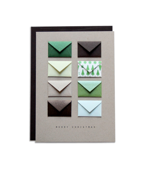 Merry Christmas Pine Trees Tiny Envelopes Card