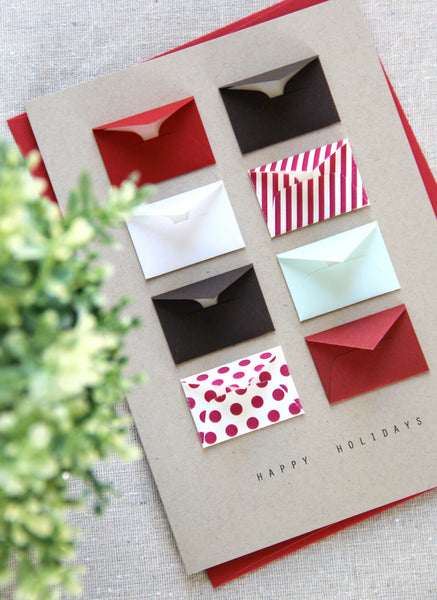 Happy Holidays Dots and Stripes Tiny Envelopes Card