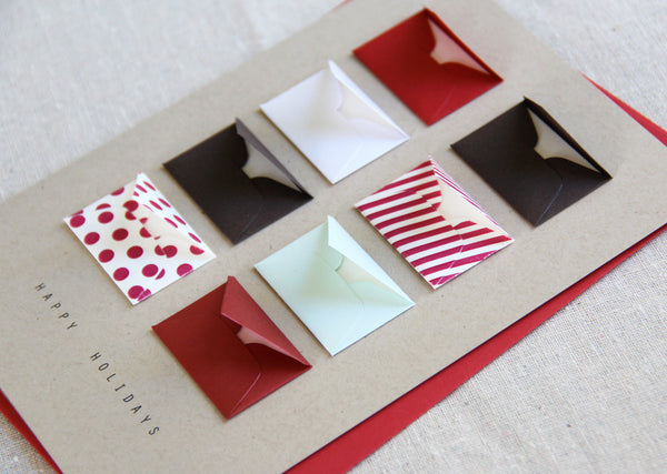 Happy Holidays Dots and Stripes Tiny Envelopes Card