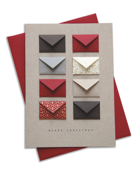 Merry Christmas Red and Gold Tiny Envelopes Card