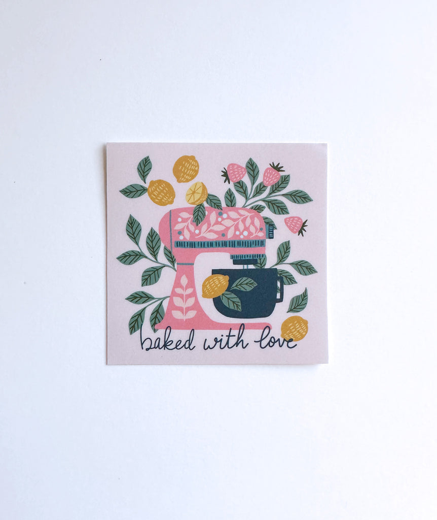 Lemon Bake Sticker Vintage Mixer Baked with Love Sticker – Lemon Drop Papers, Inc.