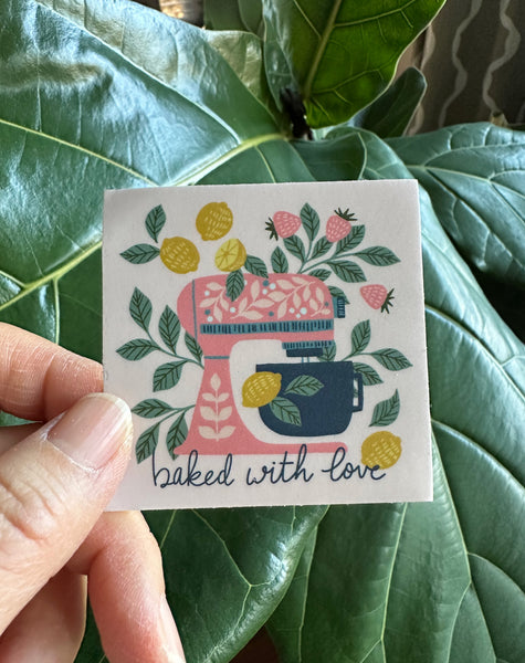 Lemon Bake Sticker Vintage Mixer Baked with Love Sticker – Lemon Drop Papers, Inc.