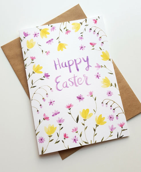 Happy Easter - Hand Painted Watercolor Greeting Card