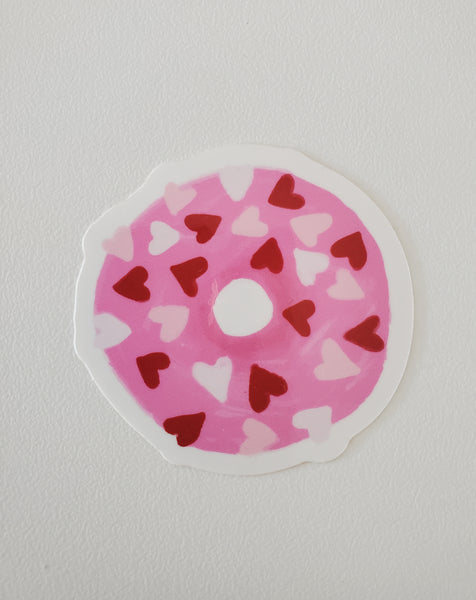 Pink Hearts Donut Sticker