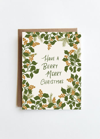 Berry Merry Christmas Hand Illustrated Holiday Card