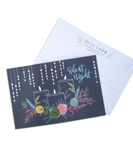 Silent Night Hand Illustrated Postcard