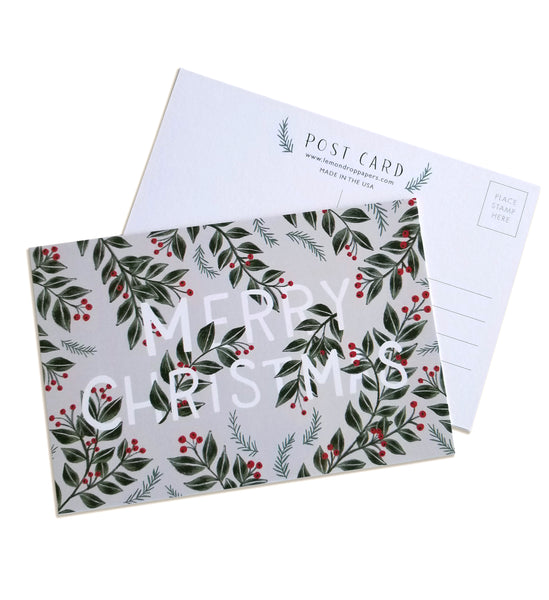 Christmas Berries Hand Illustrated Postcard