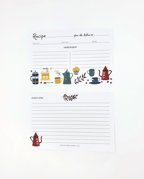 But First Coffee Hand Illustrated Recipe Cards