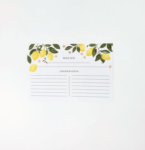 Kitchen Lemons Hand Illustrated Recipe Cards