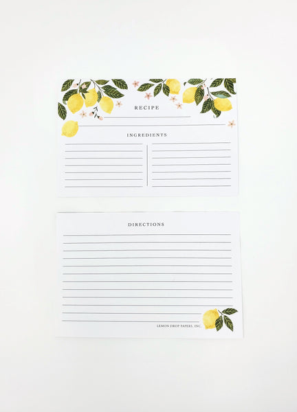 Kitchen Lemons Hand Illustrated Recipe Cards